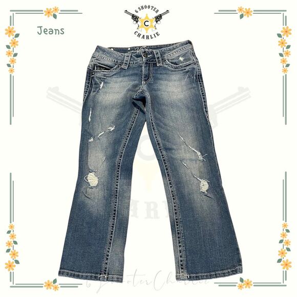 Vanity Premium Collection Jean Capri Pants Women's 25 Denim Distressed Stretch - Picture 1 of 6